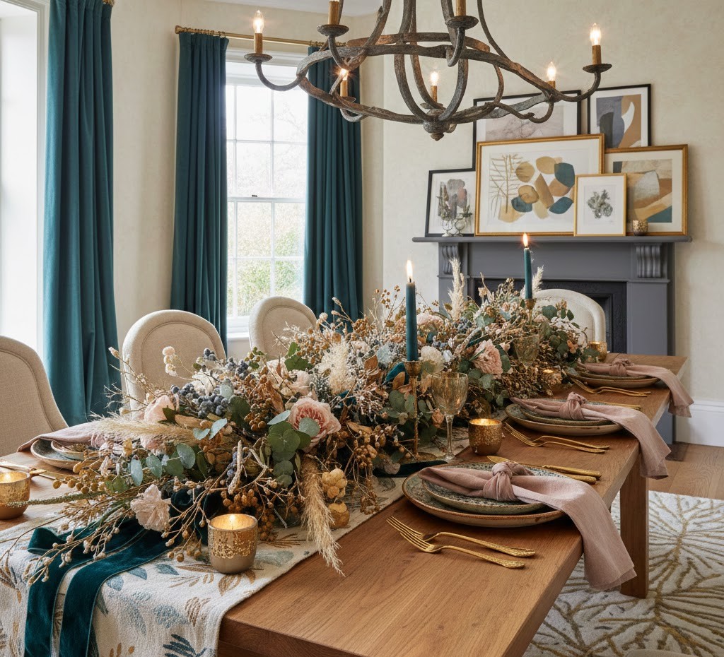Garland on dining table
